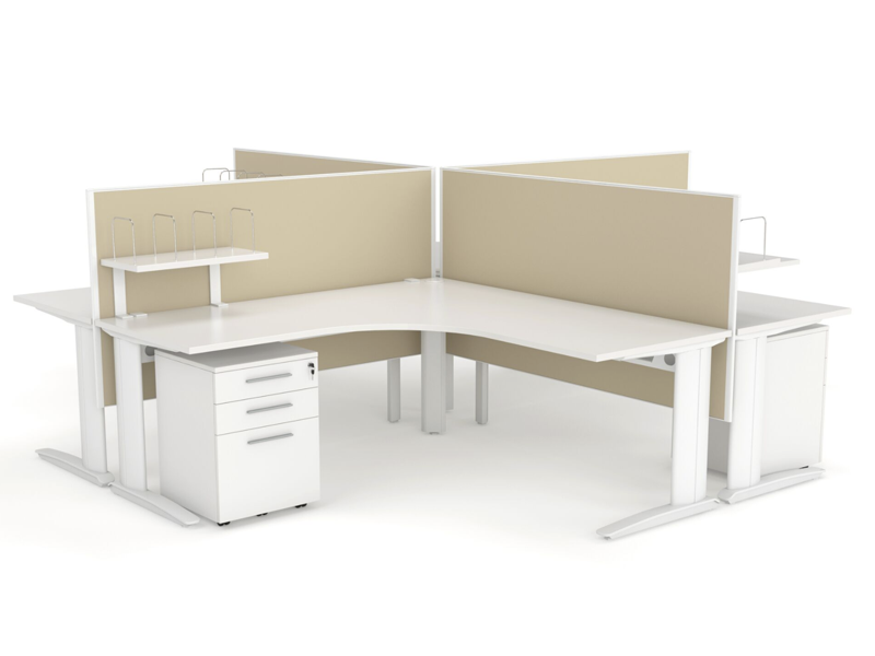 CADE 4 person L Shaped desk system