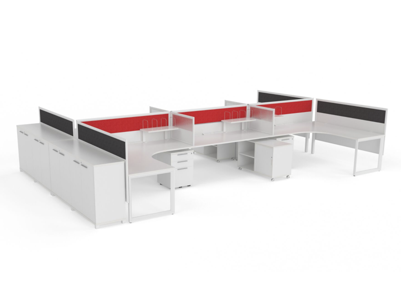 OVO 6 to 8 person L Shaped desk system